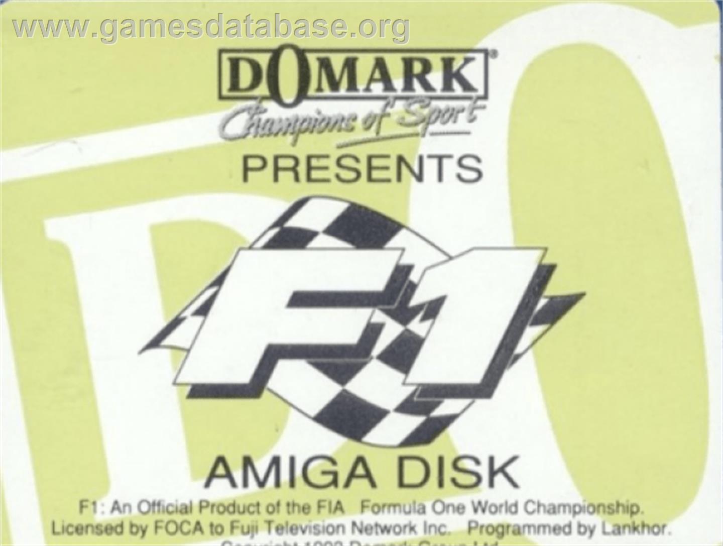 F1 - Commodore Amiga - Artwork - Cartridge Top
