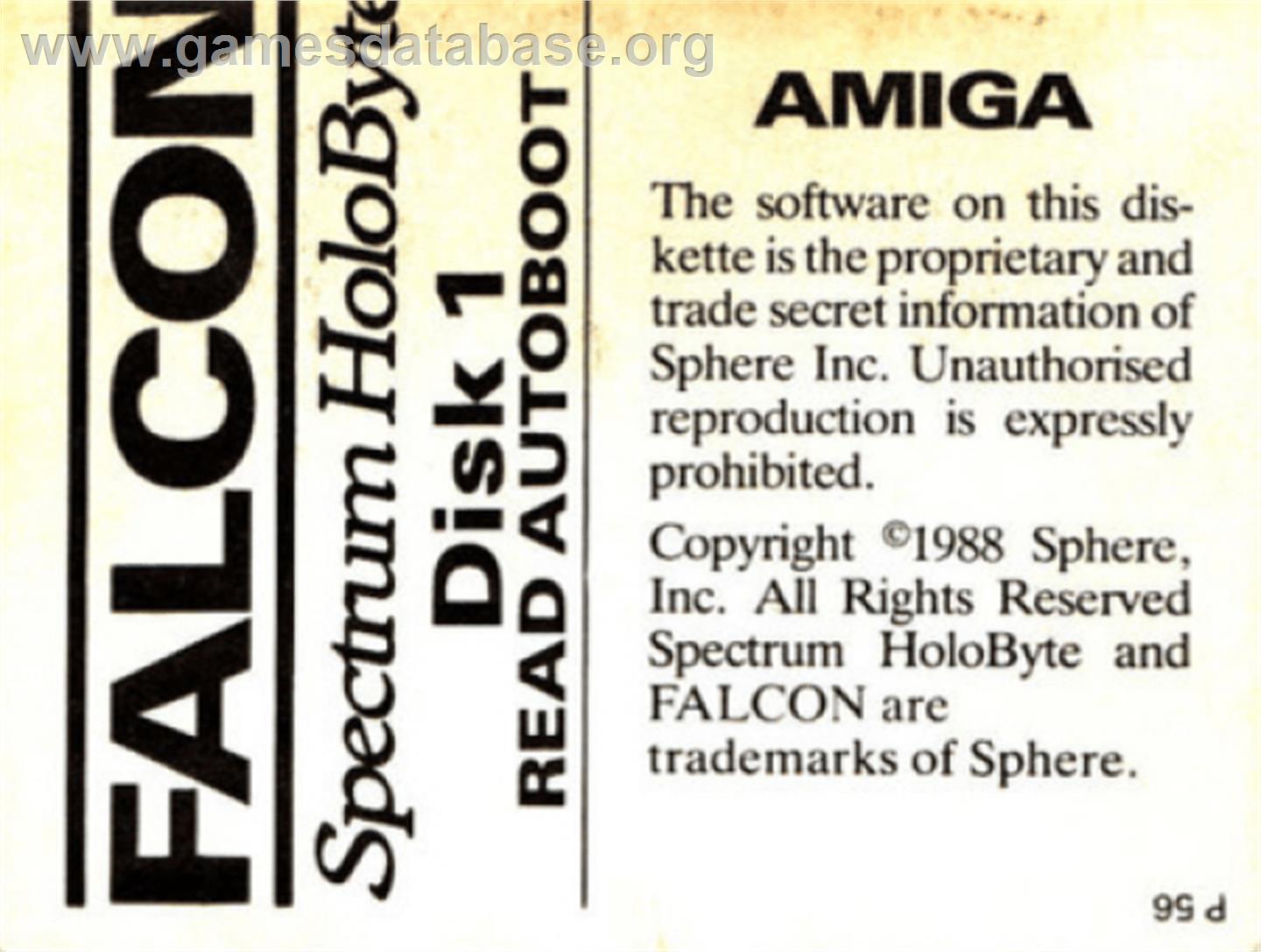 Falcon - Commodore Amiga - Artwork - Cartridge Top