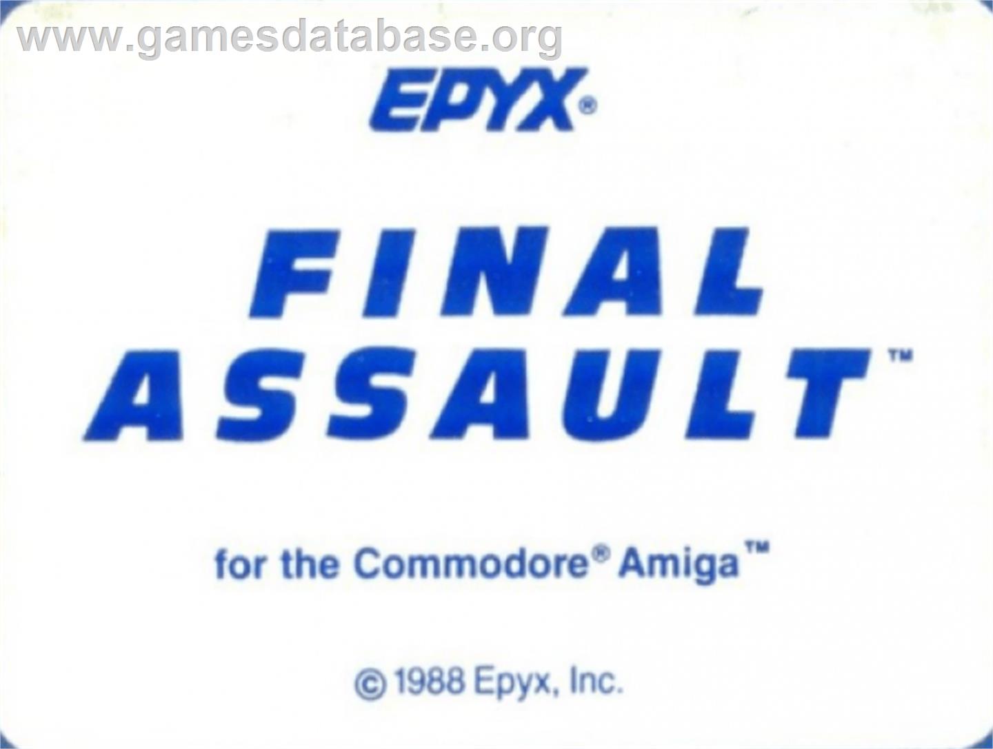 Final Assault - Commodore Amiga - Artwork - Cartridge Top