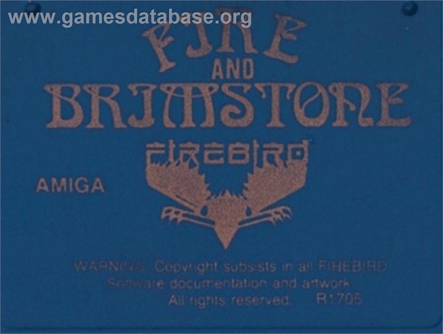 Fire and Brimstone - Commodore Amiga - Artwork - Cartridge Top