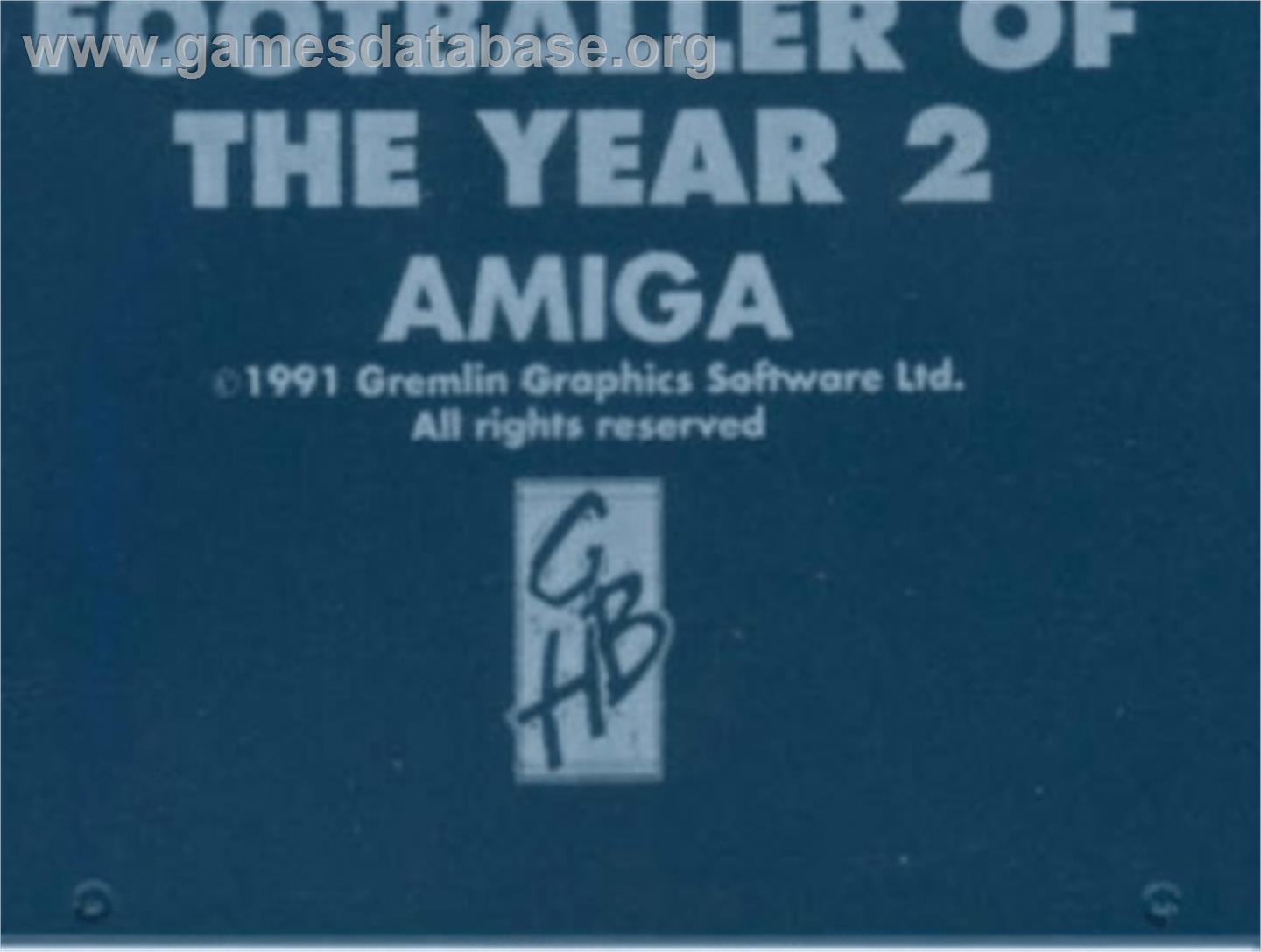 Footballer of the Year 2 - Commodore Amiga - Artwork - Cartridge Top