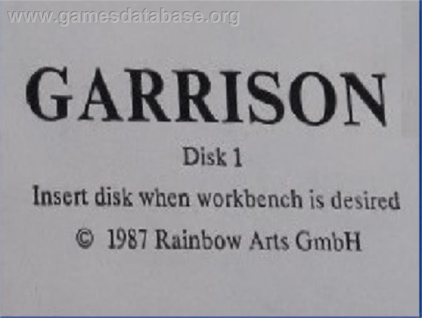Garrison - Commodore Amiga - Artwork - Cartridge Top