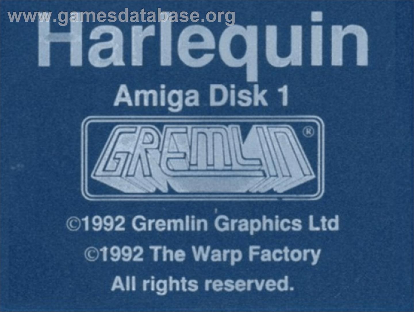 Harlequin - Commodore Amiga - Artwork - Cartridge Top