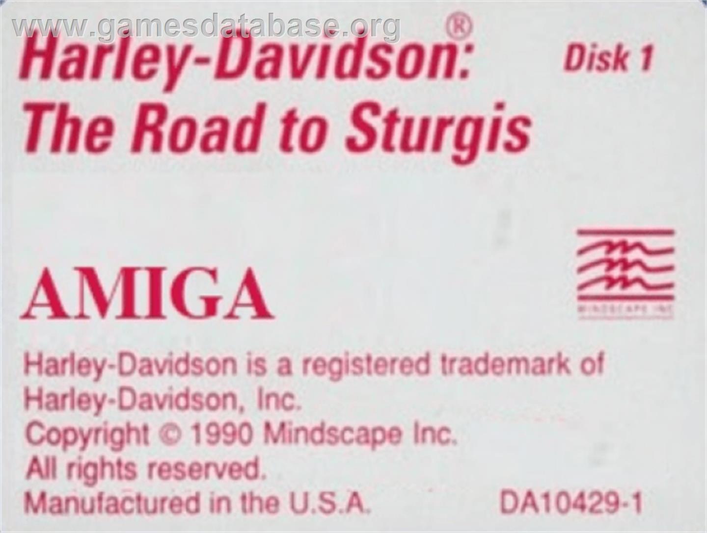 Harley-Davidson: The Road to Sturgis - Commodore Amiga - Artwork - Cartridge Top