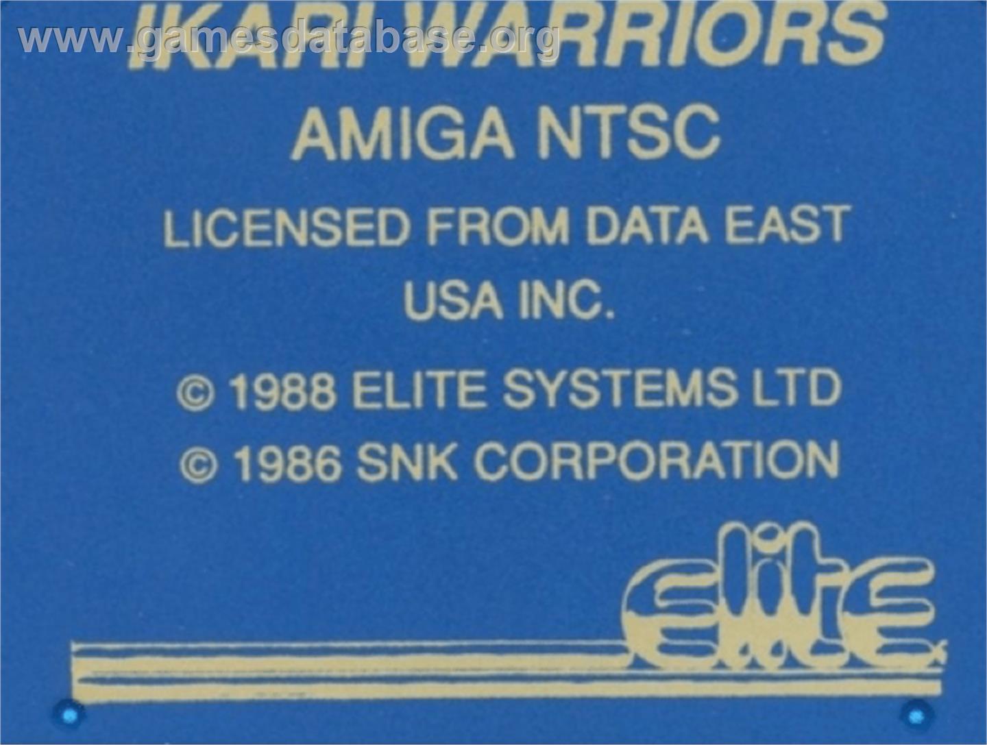 Ikari Warriors - Commodore Amiga - Artwork - Cartridge Top