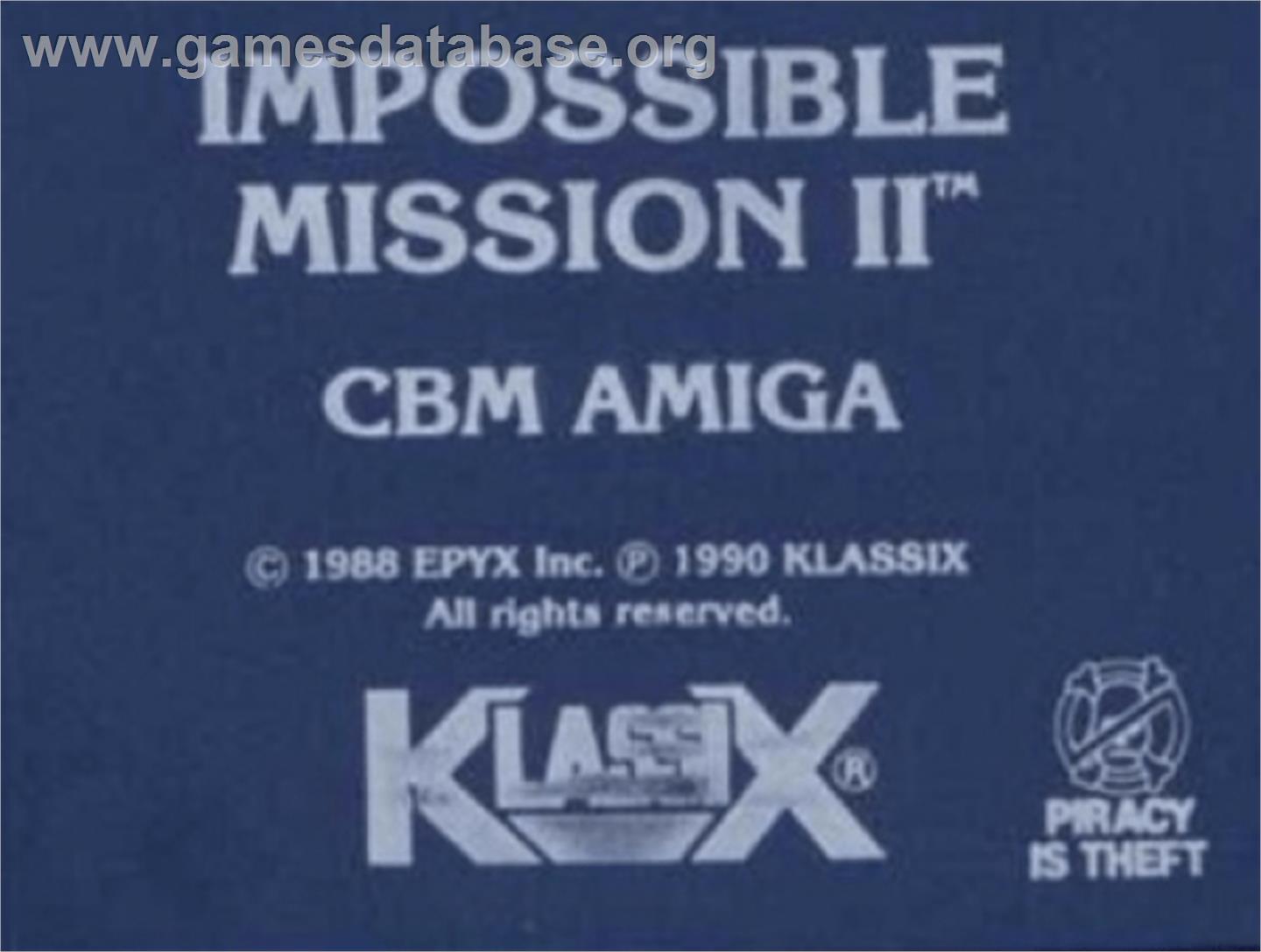 Impossible Mission 2 - Commodore Amiga - Artwork - Cartridge Top