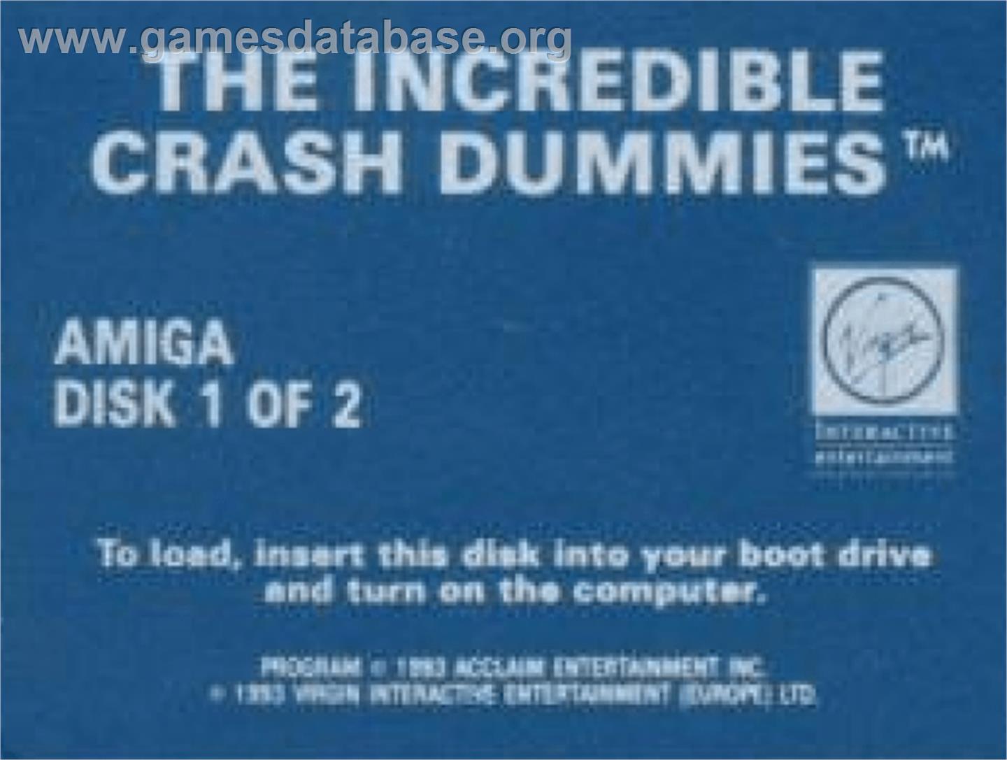 Incredible Crash Dummies - Commodore Amiga - Artwork - Cartridge Top