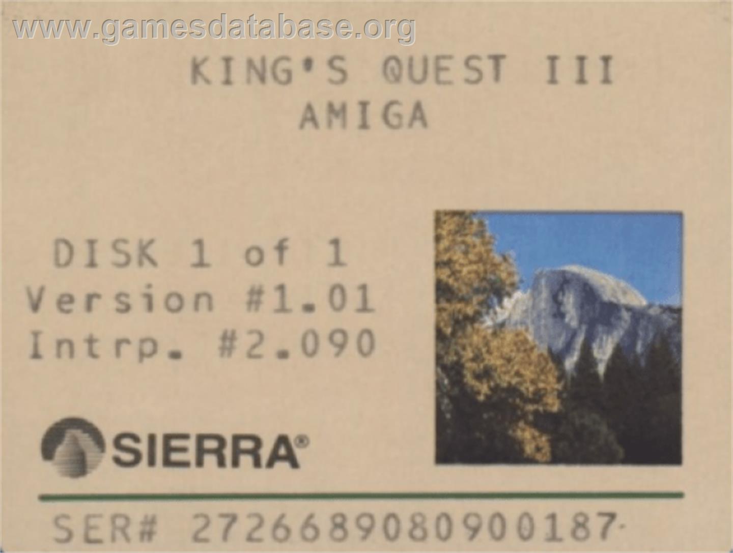 King's Quest III: To Heir is Human - Commodore Amiga - Artwork - Cartridge Top