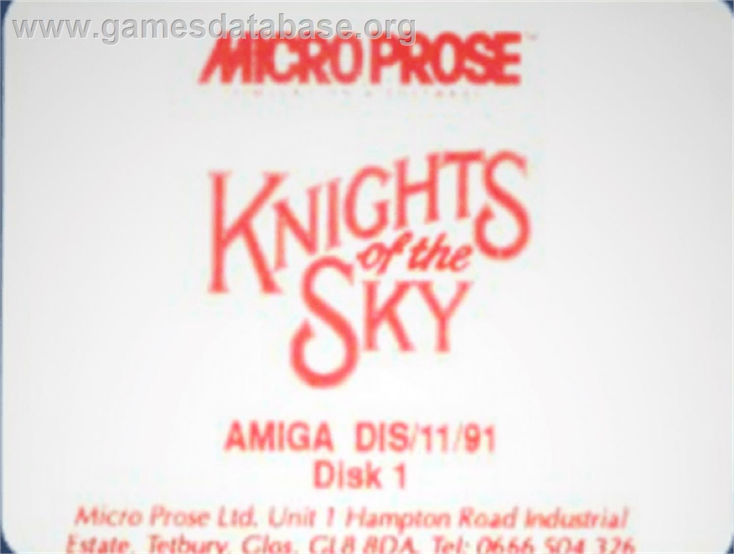 Knights of the Sky - Commodore Amiga - Artwork - Cartridge Top