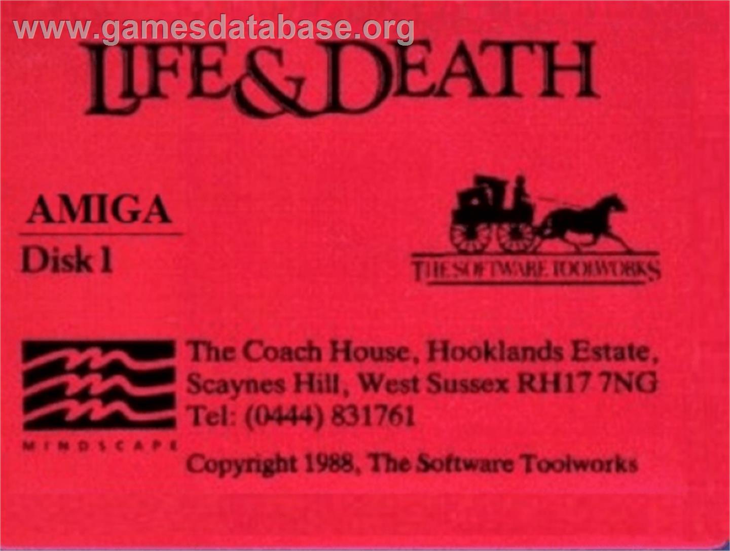 Life & Death - Commodore Amiga - Artwork - Cartridge Top