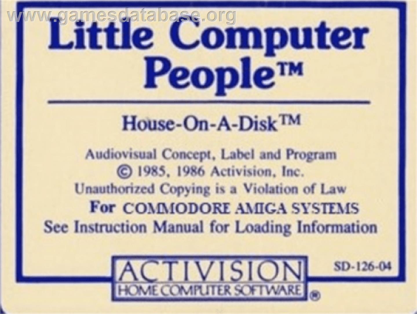 Little Computer People - Commodore Amiga - Artwork - Cartridge Top