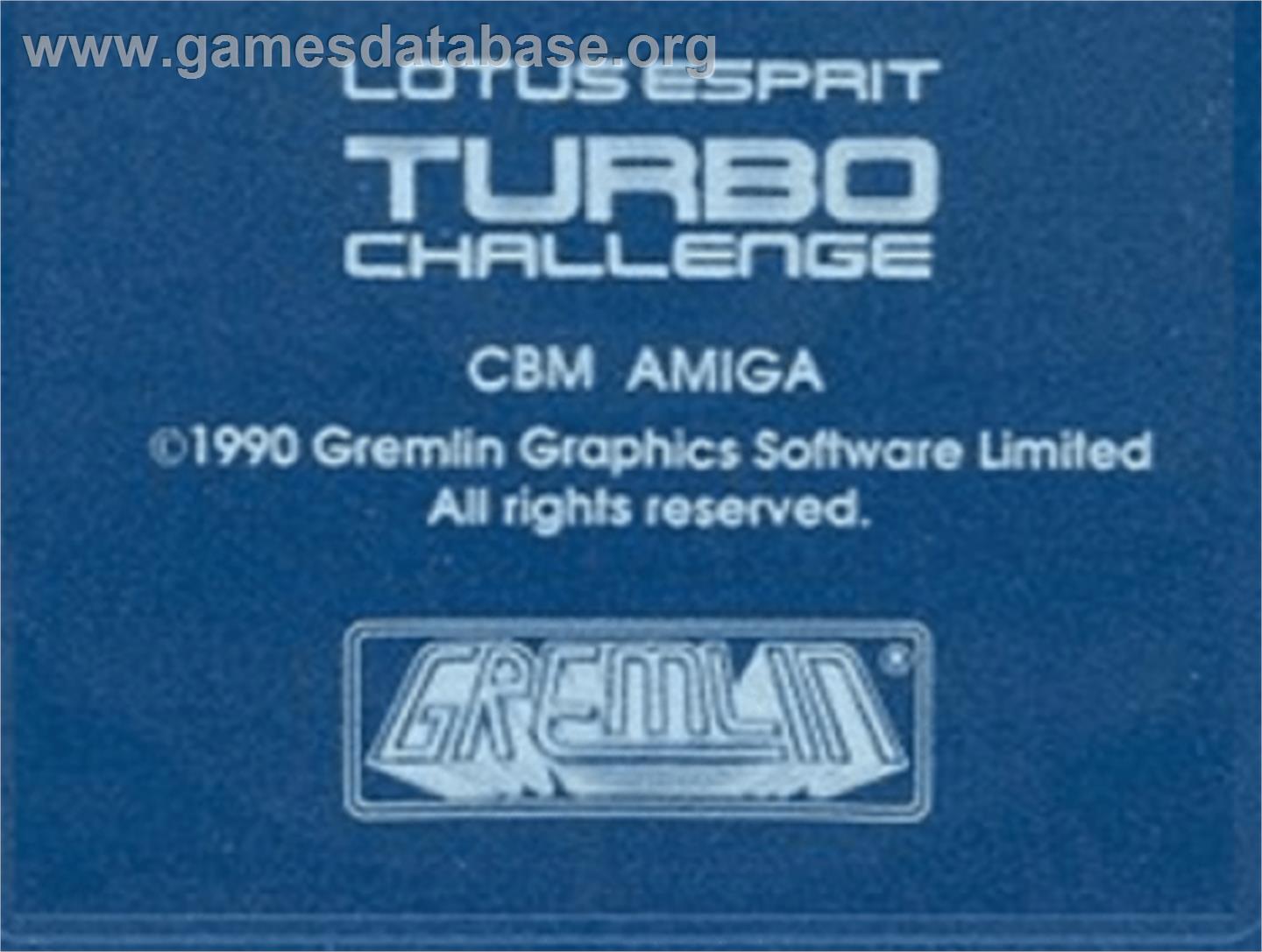 Lotus Esprit Turbo Challenge - Commodore Amiga - Artwork - Cartridge Top