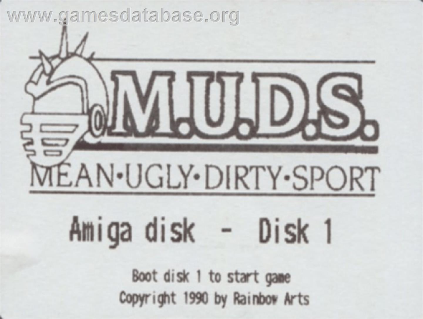 M.U.D.S. - Mean Ugly Dirty Sport - Commodore Amiga - Artwork - Cartridge Top