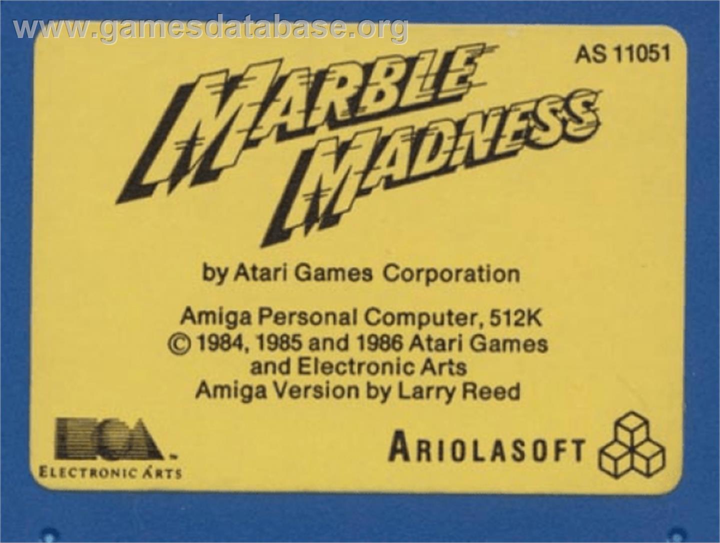 Marble Madness - Commodore Amiga - Artwork - Cartridge Top