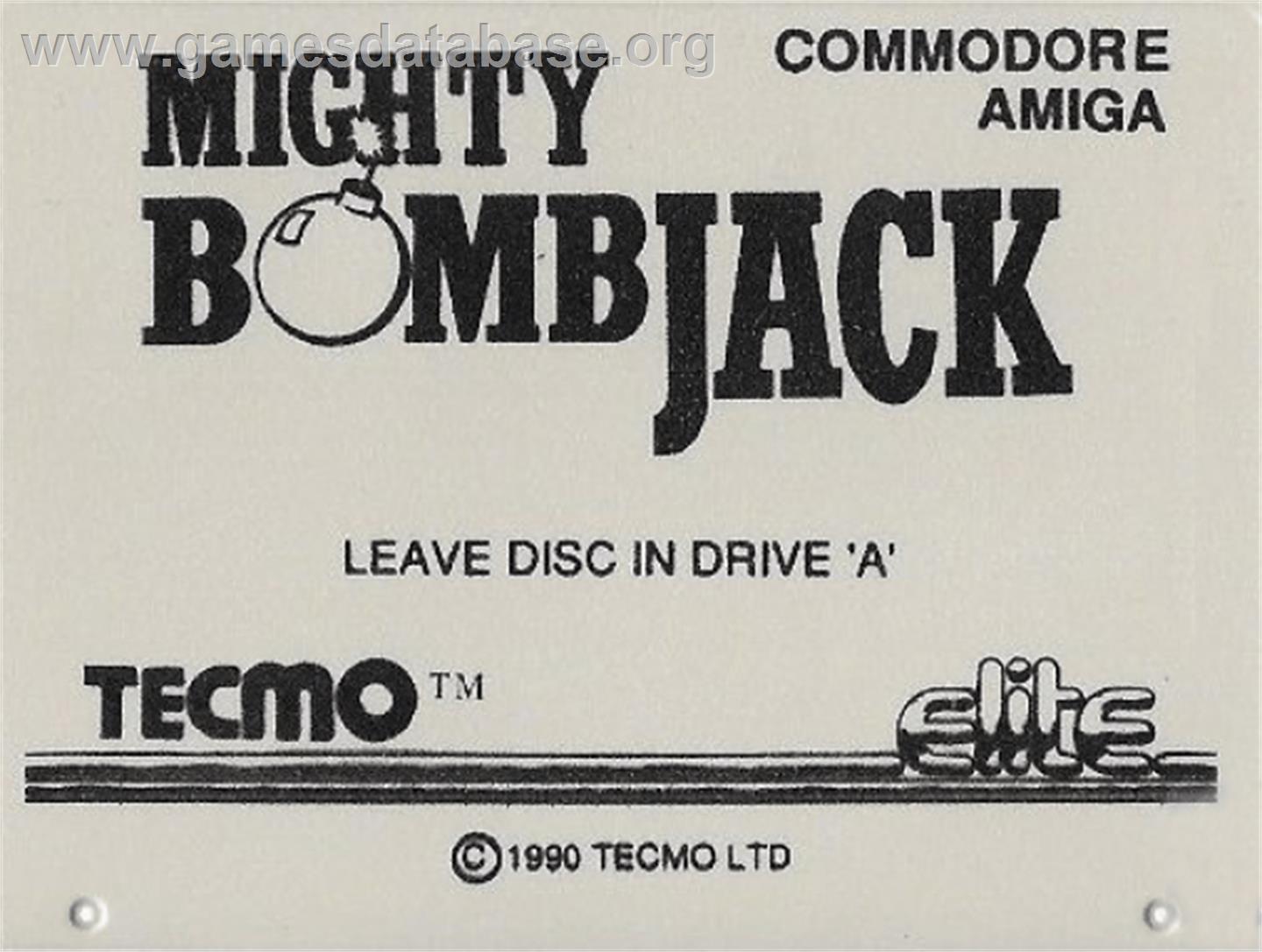 Mighty Bombjack - Commodore Amiga - Artwork - Cartridge Top
