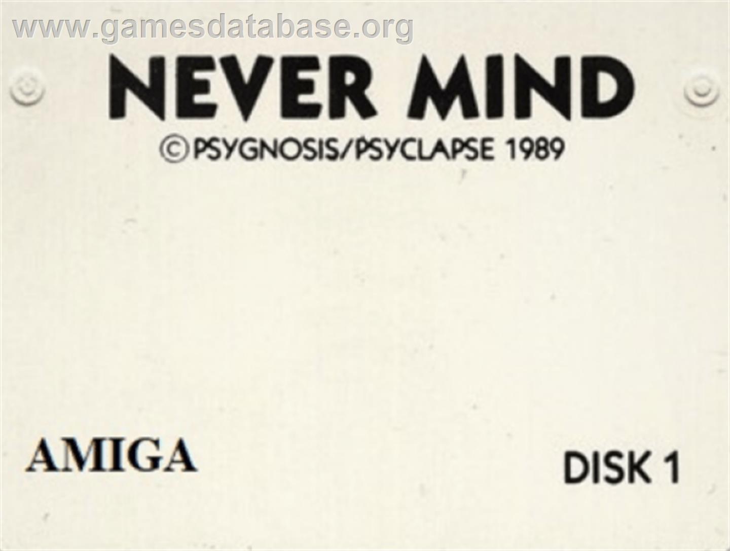 Never Mind - Commodore Amiga - Artwork - Cartridge Top