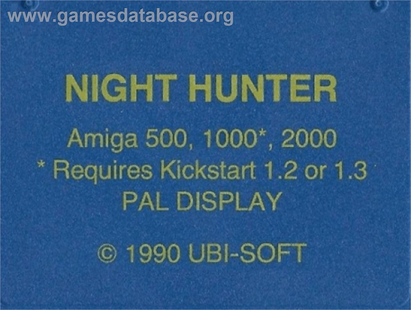 Night Hunter - Commodore Amiga - Artwork - Cartridge Top