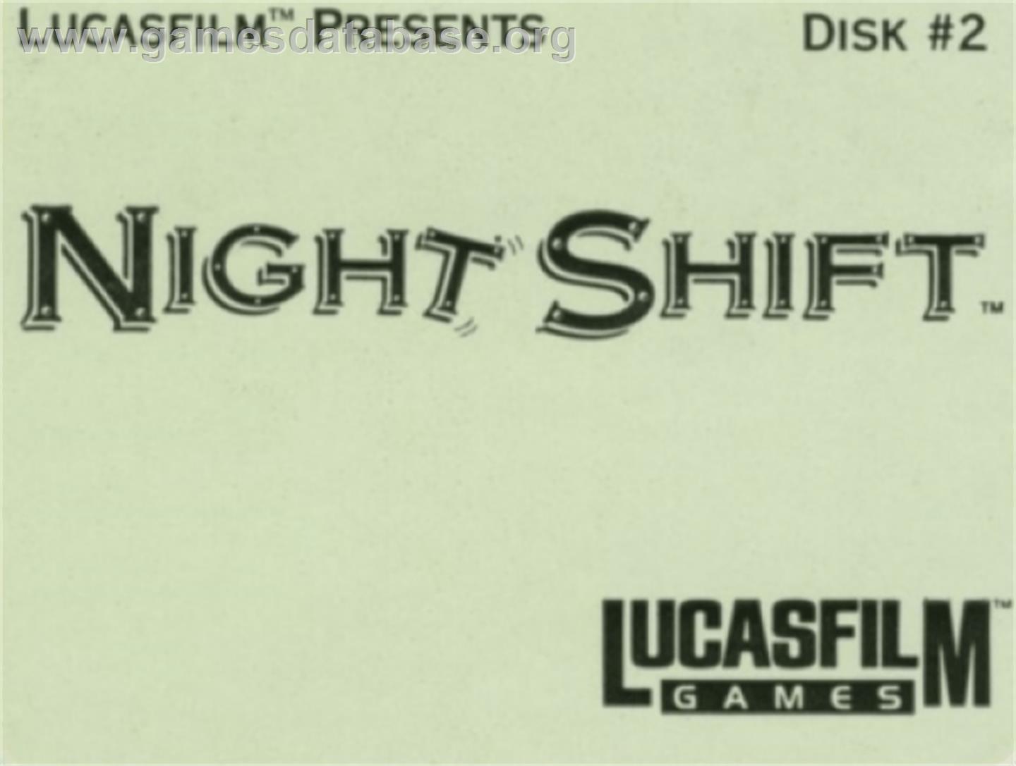 Night Shift - Commodore Amiga - Artwork - Cartridge Top