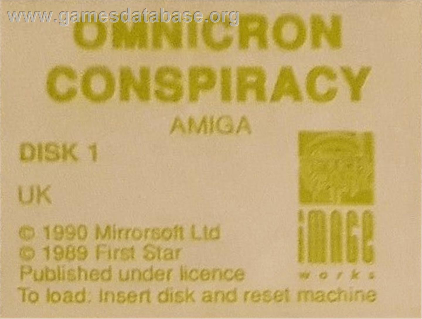 Omnicron Conspiracy - Commodore Amiga - Artwork - Cartridge Top