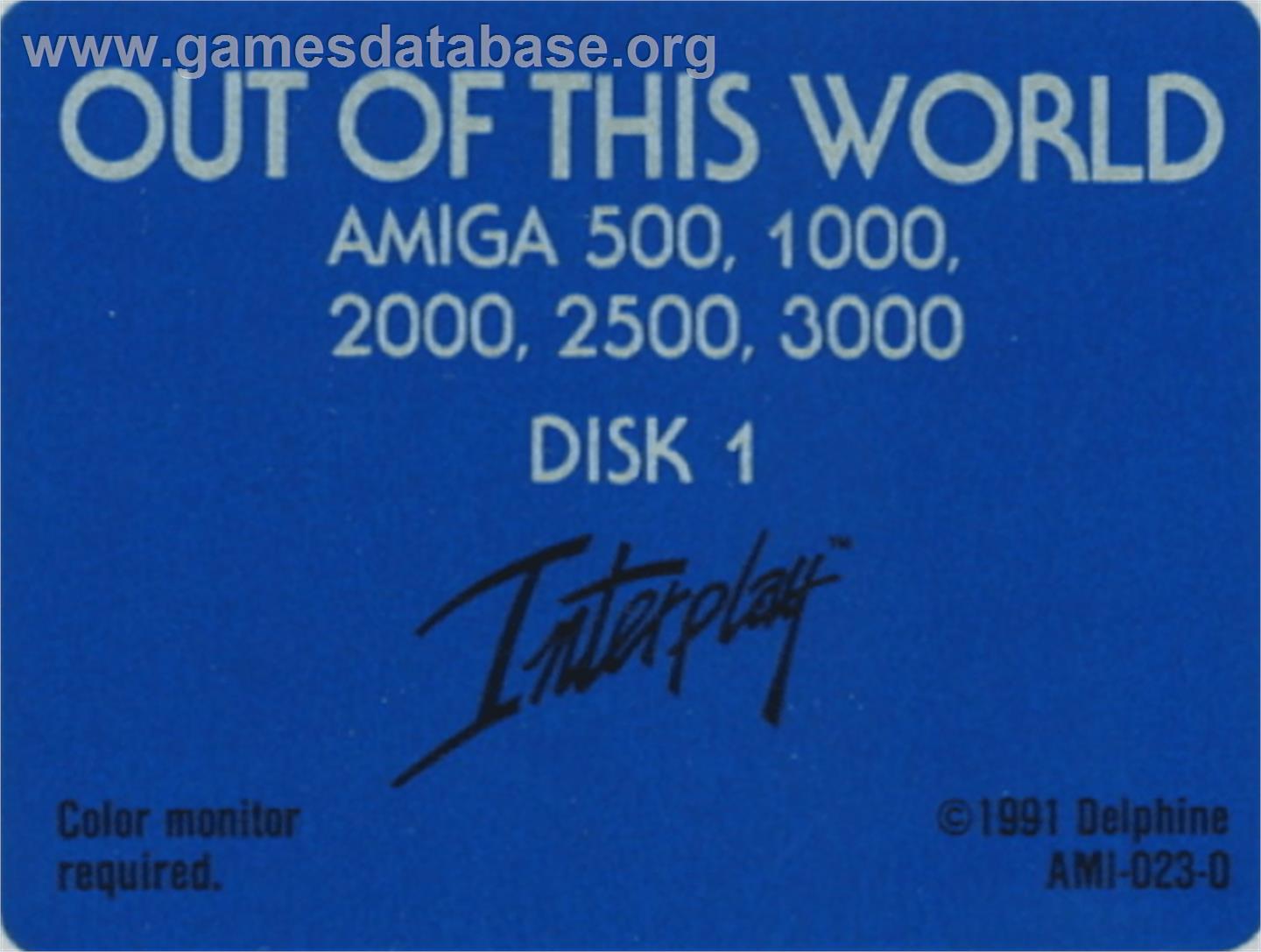 Out of This World - Commodore Amiga - Artwork - Cartridge Top