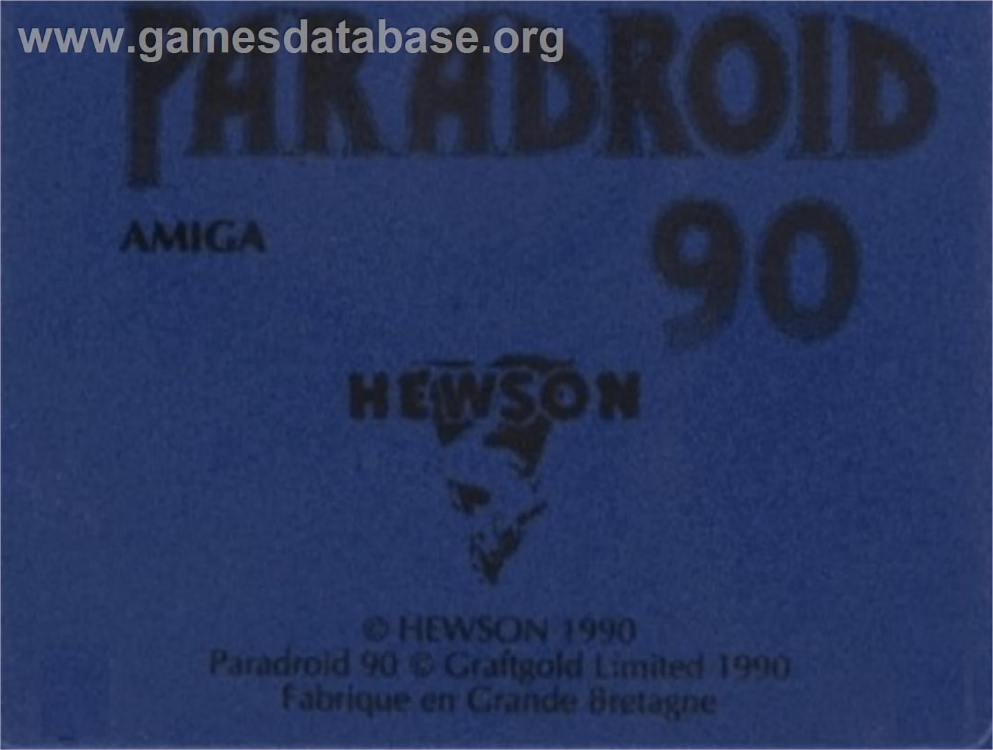 Paradroid 90 - Commodore Amiga - Artwork - Cartridge Top