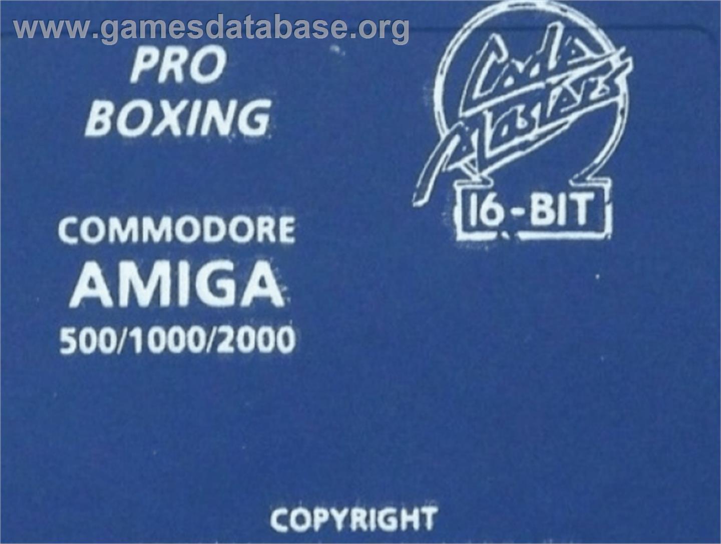 Pro Boxing Simulator - Commodore Amiga - Artwork - Cartridge Top