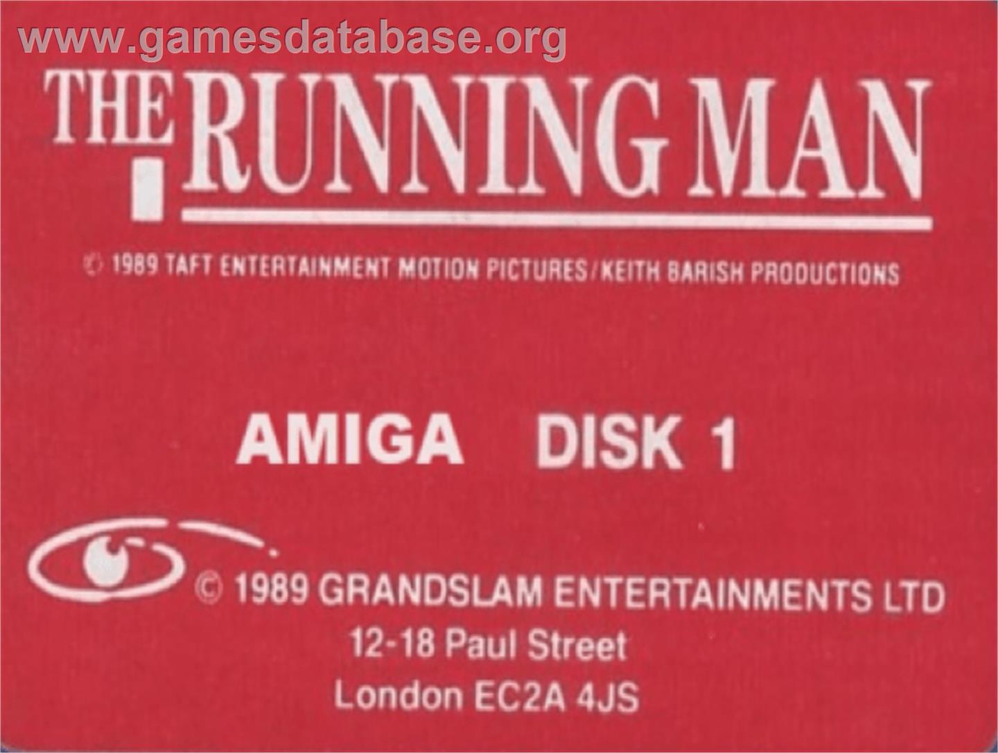 Running Man - Commodore Amiga - Artwork - Cartridge Top