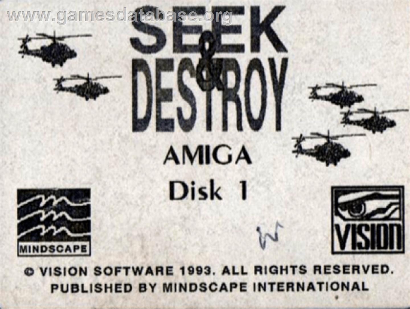 Seek and Destroy - Commodore Amiga - Artwork - Cartridge Top