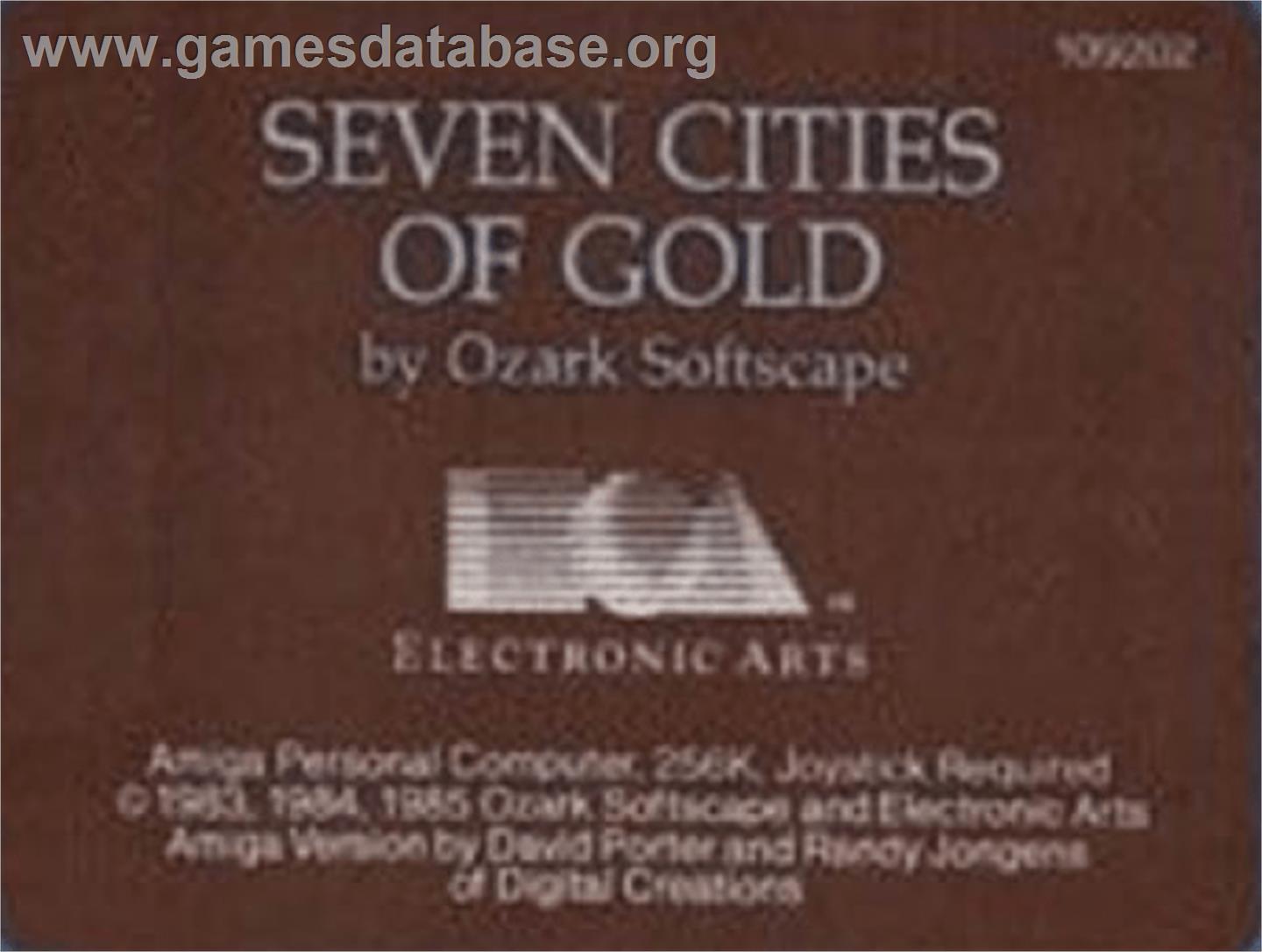 Seven Cities of Gold - Commodore Amiga - Artwork - Cartridge Top