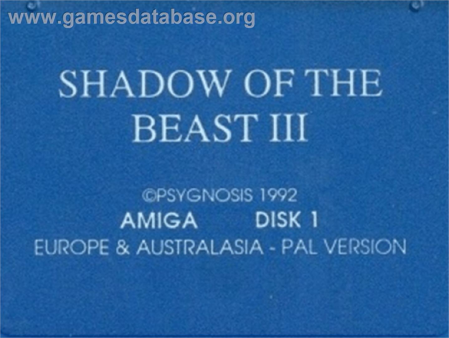 Shadow of the Beast 3: Out of the Shadow - Commodore Amiga - Artwork - Cartridge Top