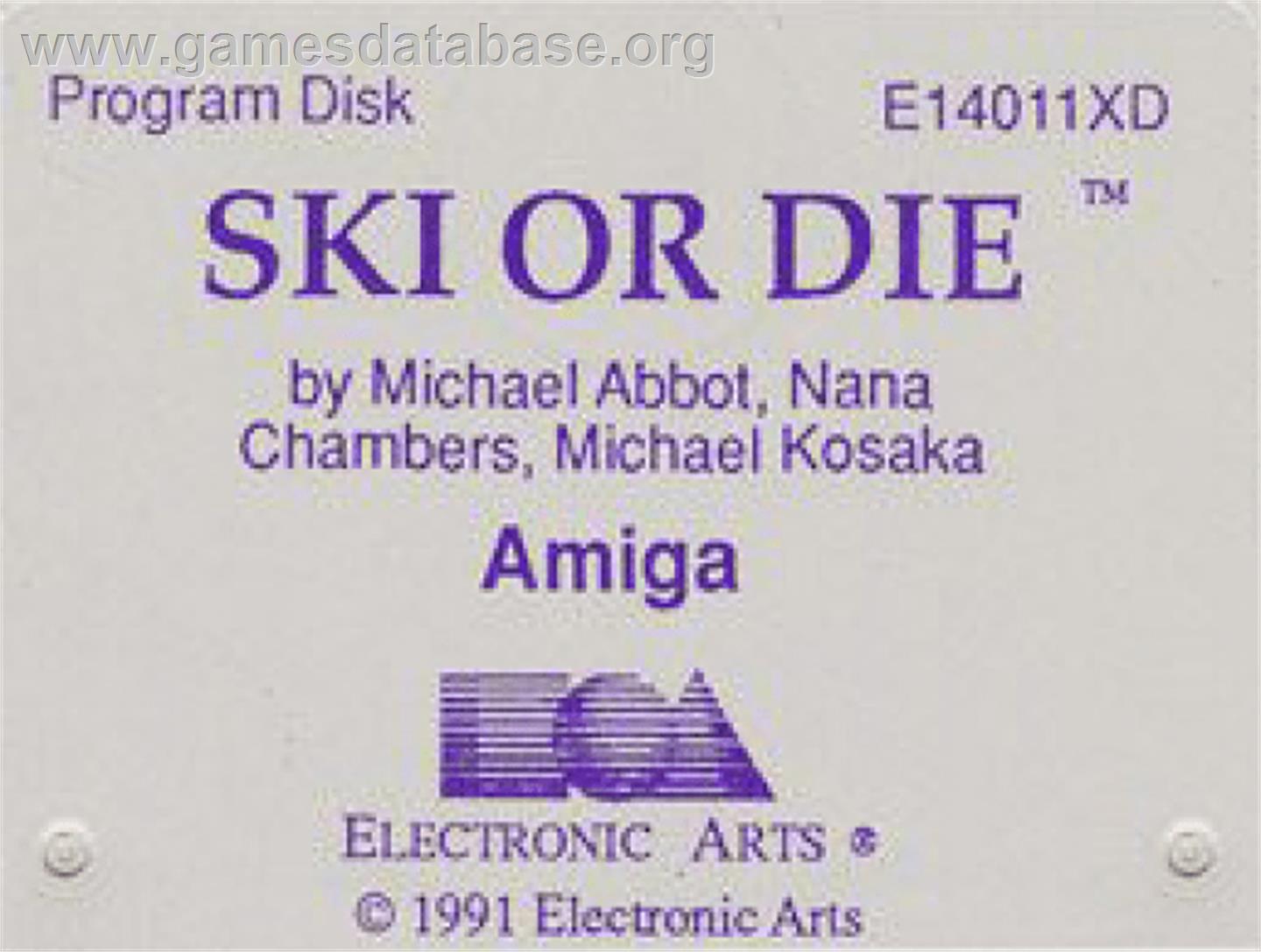 Ski or Die - Commodore Amiga - Artwork - Cartridge Top