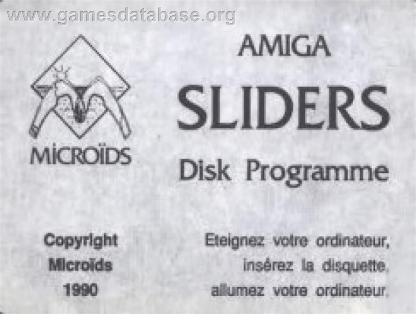 Sliders - Commodore Amiga - Artwork - Cartridge Top