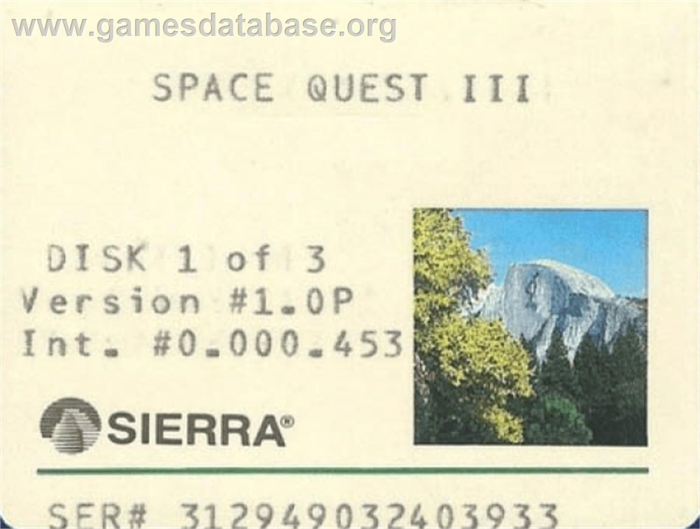 Space Quest III: The Pirates of Pestulon - Commodore Amiga - Artwork - Cartridge Top