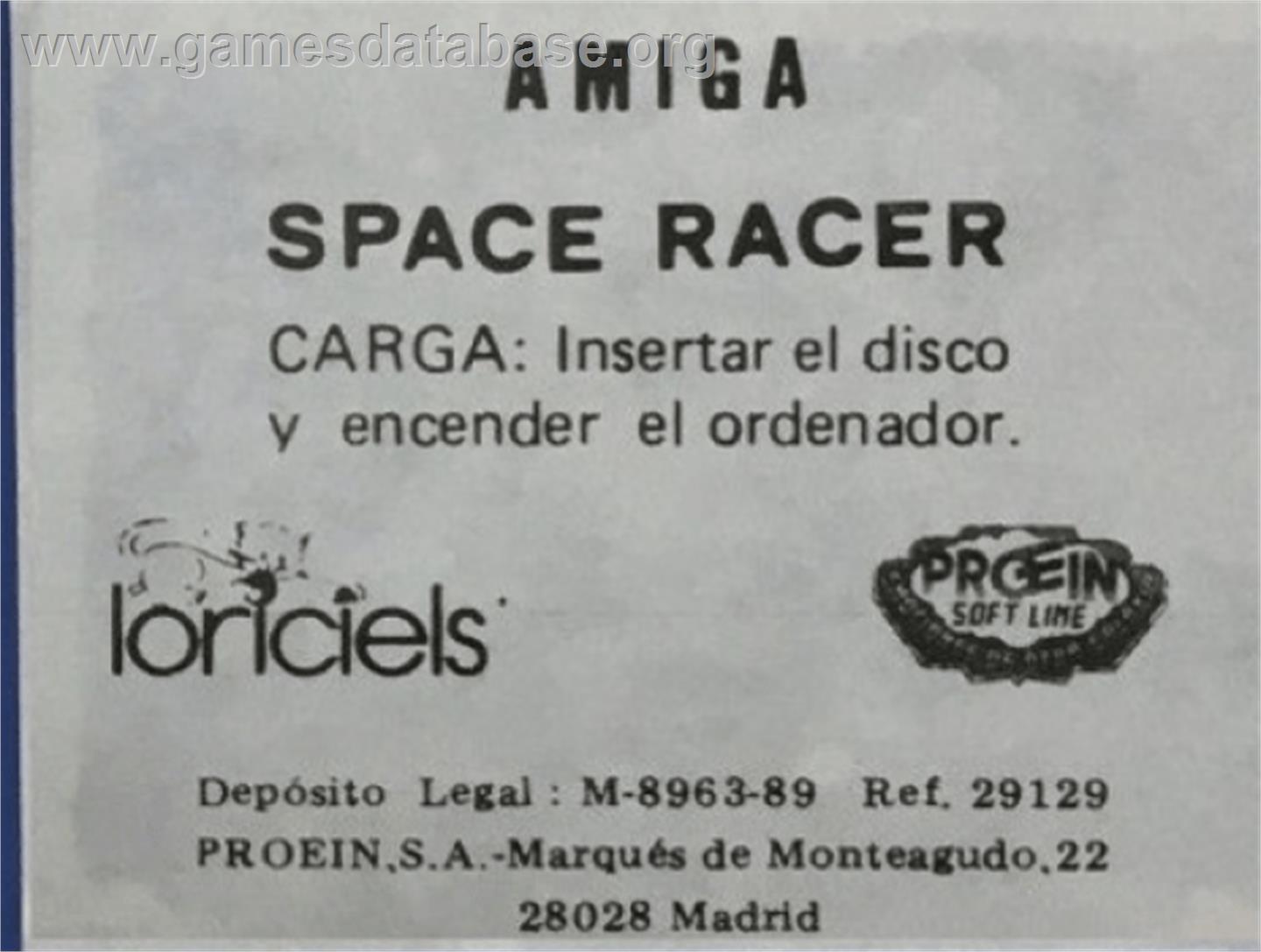 Space Racer - Commodore Amiga - Artwork - Cartridge Top
