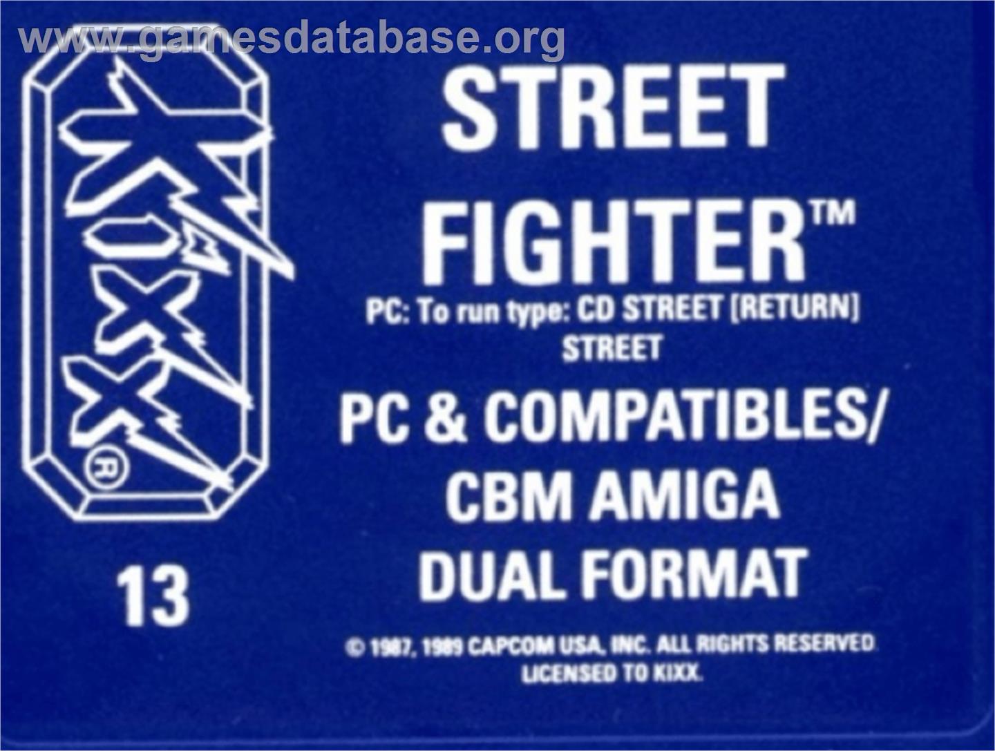 Street Fighter - Commodore Amiga - Artwork - Cartridge Top