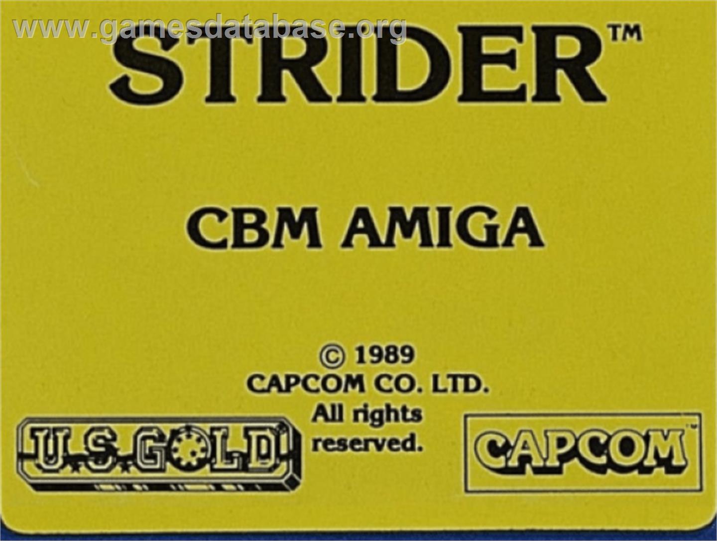 Strider - Commodore Amiga - Artwork - Cartridge Top