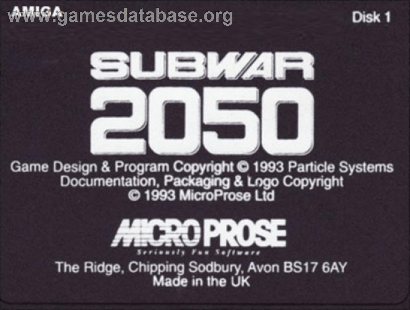 Subwar 2050 - Commodore Amiga - Artwork - Cartridge Top