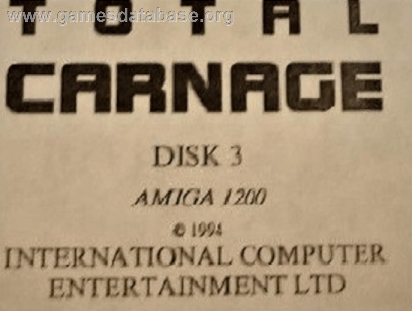 Total Carnage - Commodore Amiga - Artwork - Cartridge Top