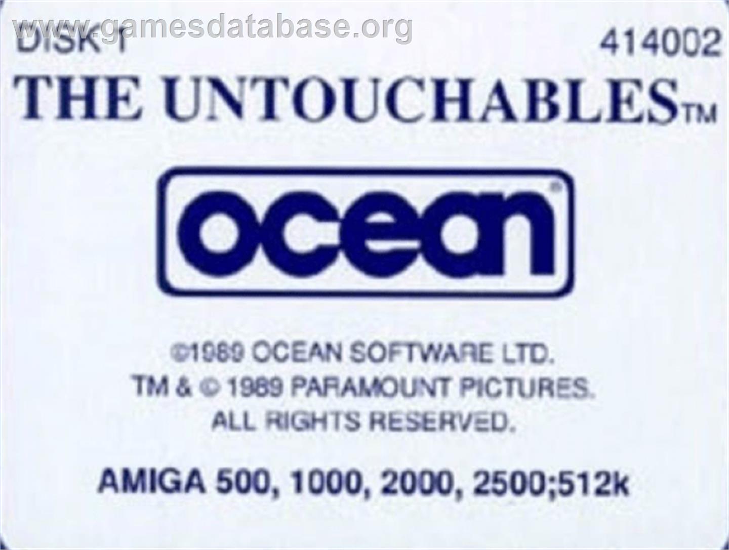 Untouchables - Commodore Amiga - Artwork - Cartridge Top
