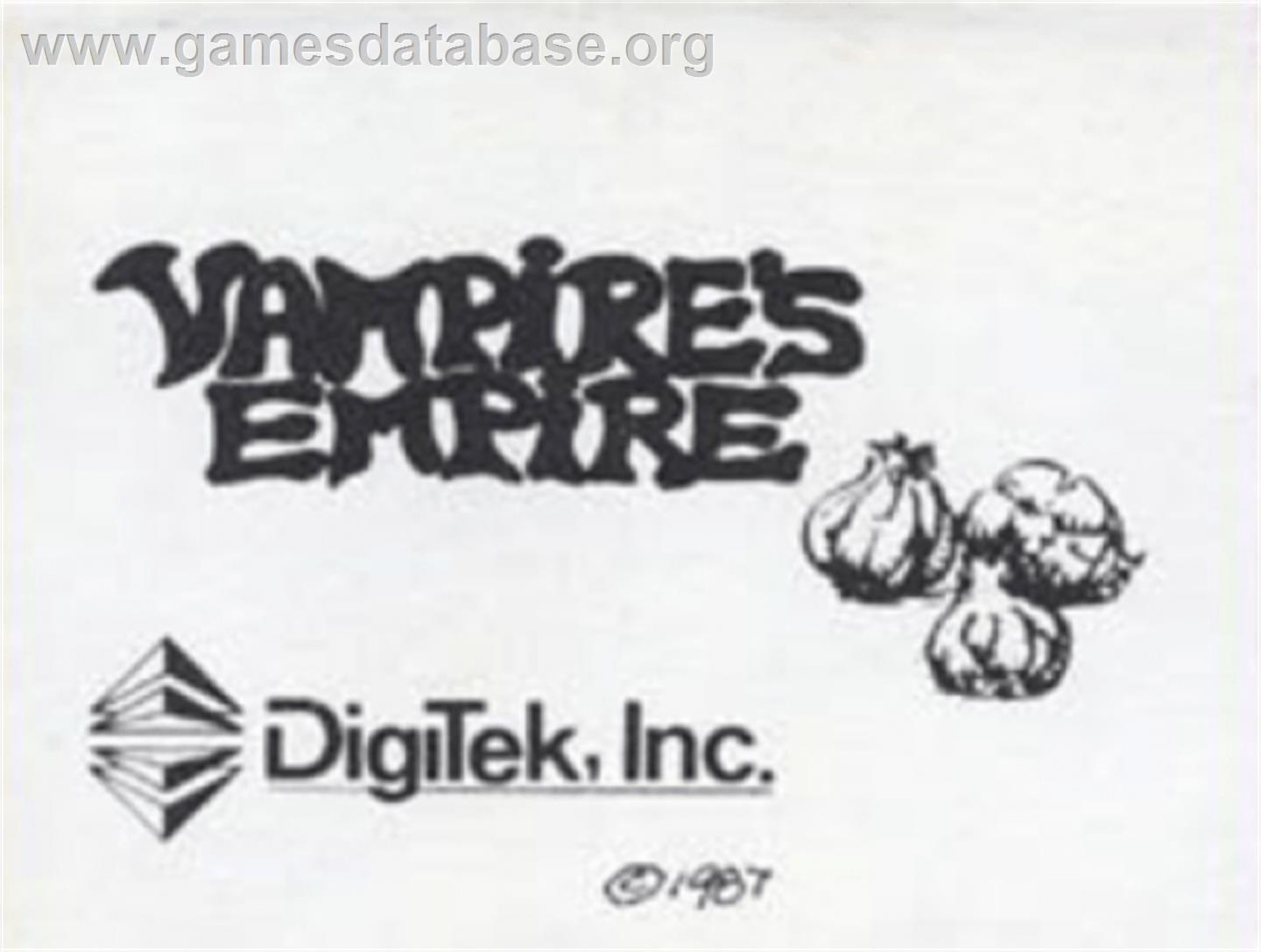 Vampire's Empire - Commodore Amiga - Artwork - Cartridge Top