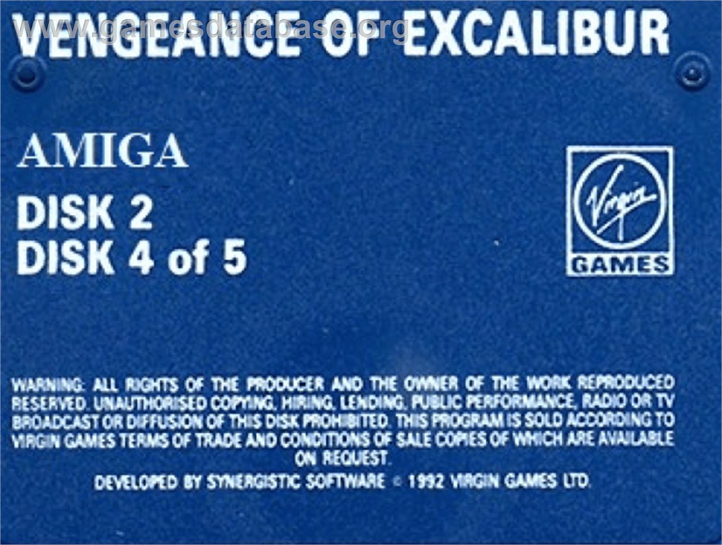Vengeance of Excalibur - Commodore Amiga - Artwork - Cartridge Top