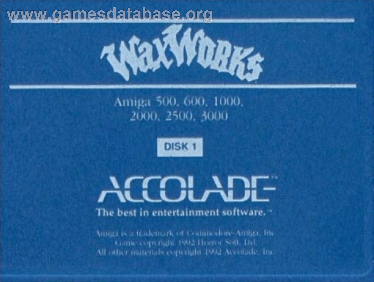 Waxworks - Commodore Amiga - Artwork - Cartridge Top
