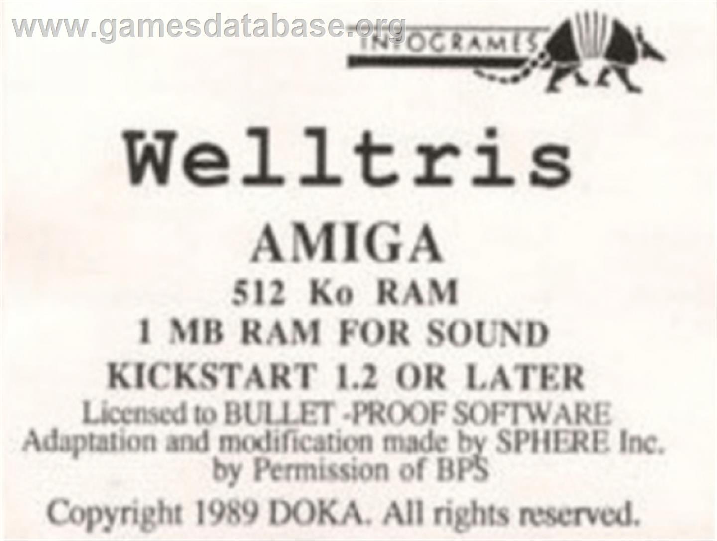 Welltris - Commodore Amiga - Artwork - Cartridge Top