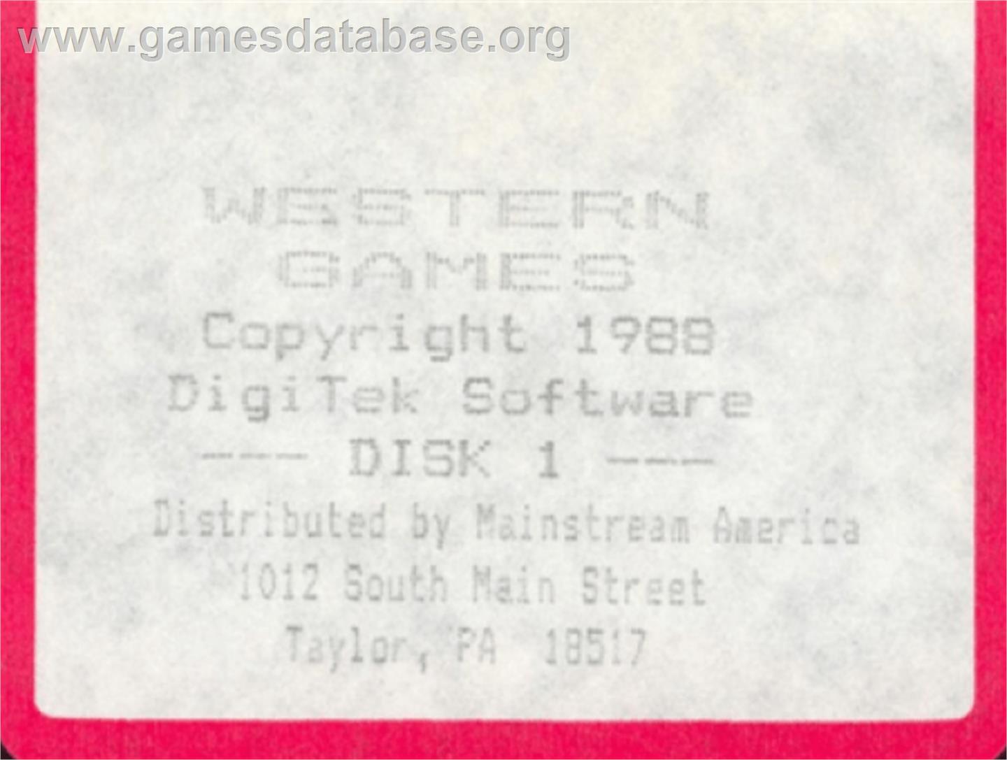 Western Games - Commodore Amiga - Artwork - Cartridge Top