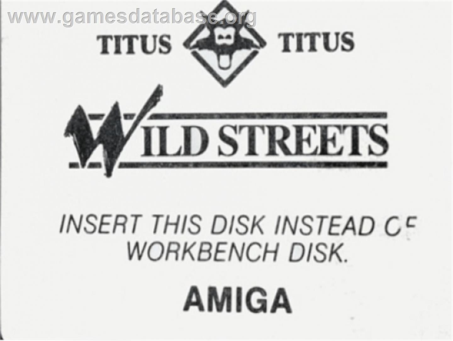 Wild Streets - Commodore Amiga - Artwork - Cartridge Top