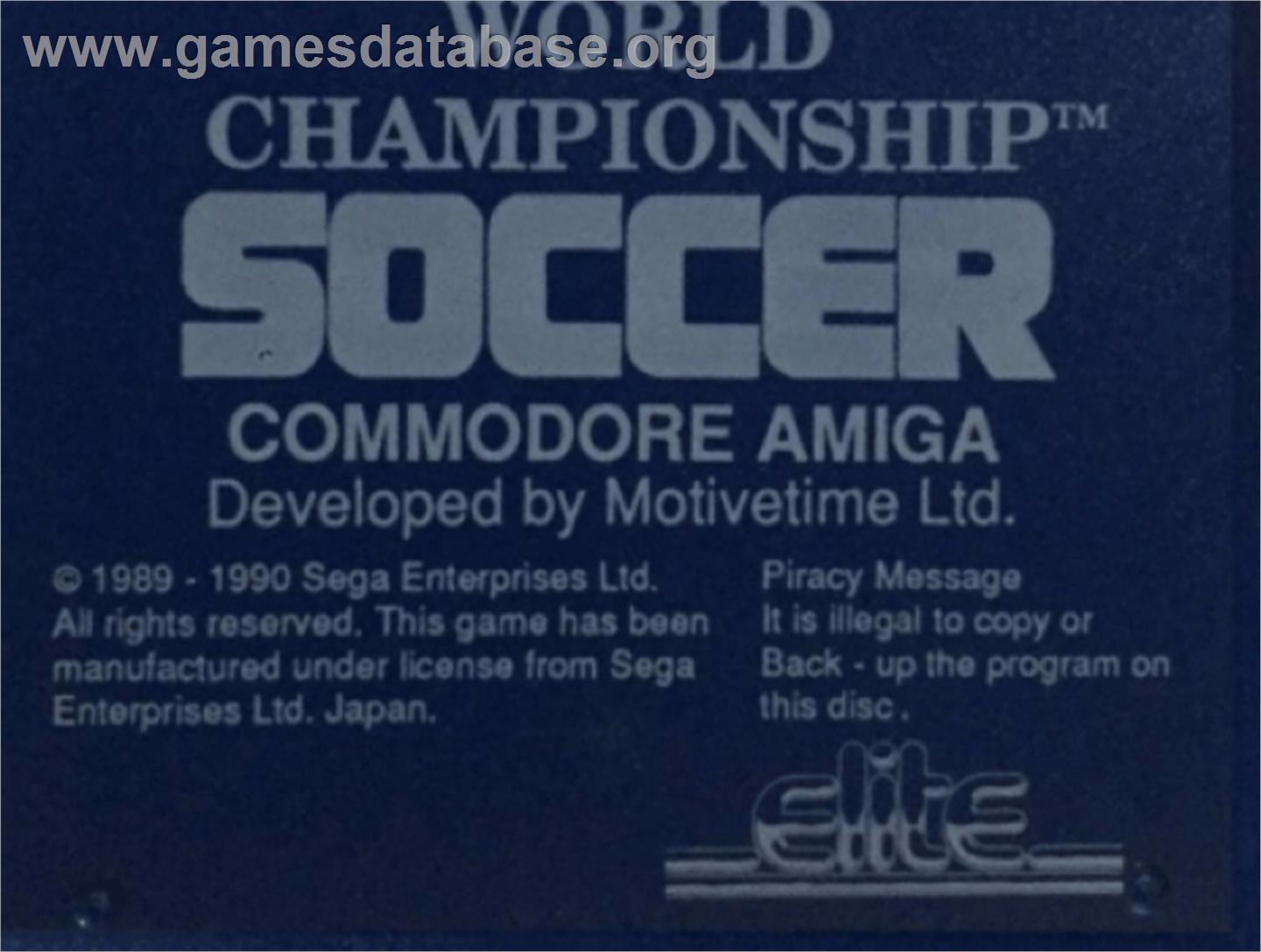 World Championship Soccer - Commodore Amiga - Artwork - Cartridge Top