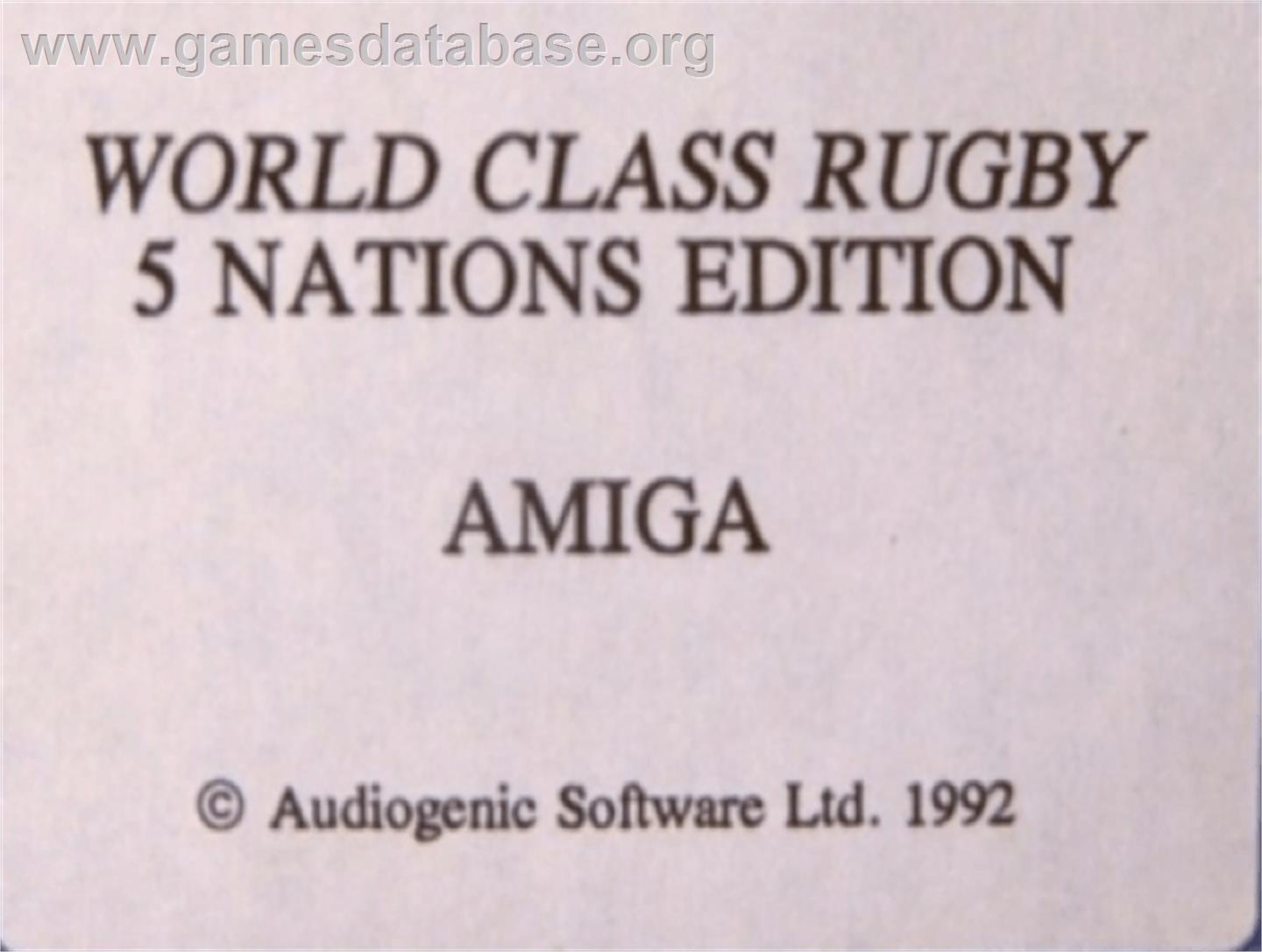 World Class Rugby - Commodore Amiga - Artwork - Cartridge Top