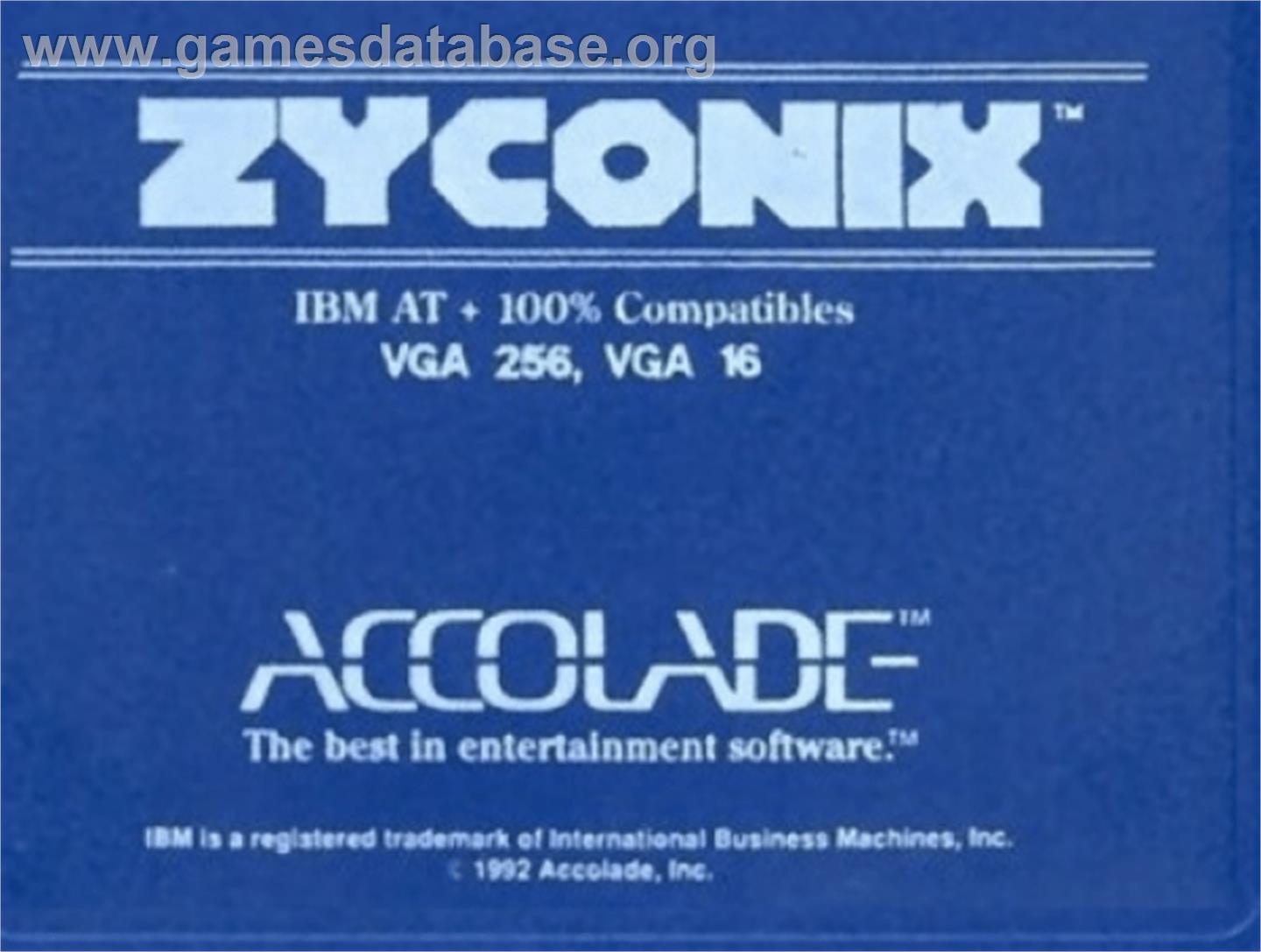Zyconix - Commodore Amiga - Artwork - Cartridge Top