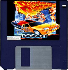 Artwork on the Disc for Burning Rubber on the Commodore Amiga.