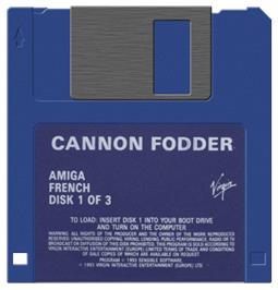 Artwork on the Disc for Cannon Fodder on the Commodore Amiga.